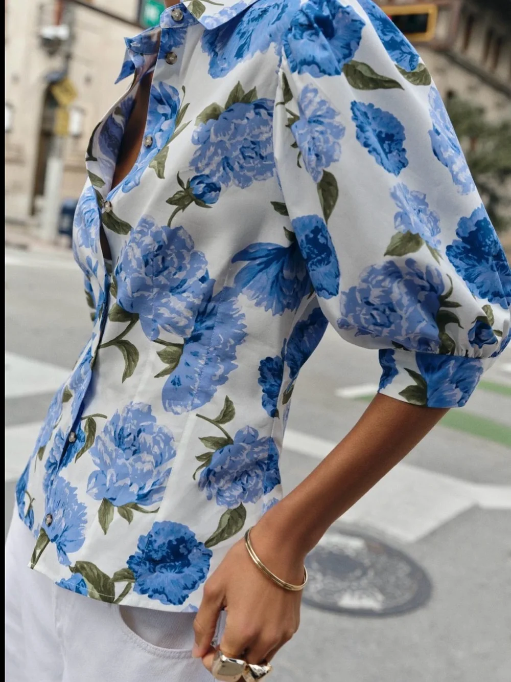 Zara Floral Print Poplin Shirt